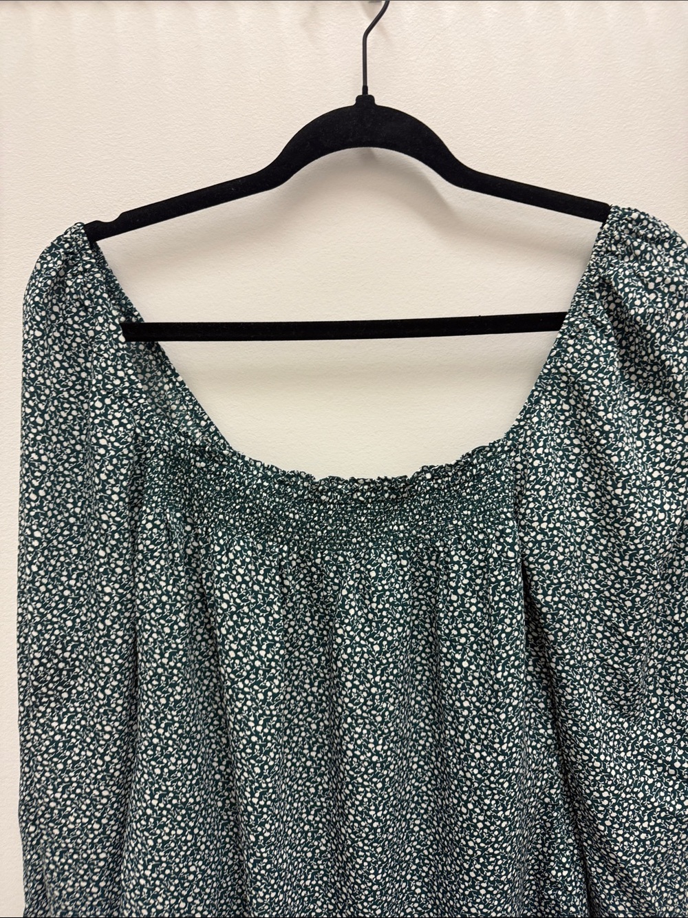 Abercrombie & Fitch long sleeve green floral mini dress, small - Picture 3 of 8